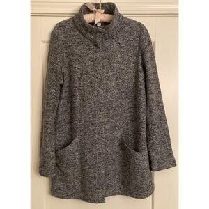 J Jill Pure Jill Wool Blend Sweater Coat/Jacket Marled Black/White - S